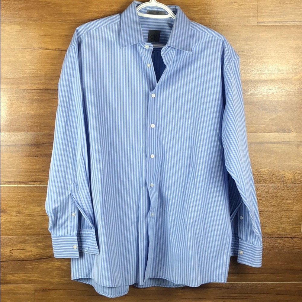 Calvin Klein blue striped long sleeve 👔 size:L